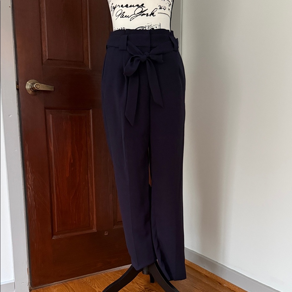 Express Dark Blue Trousers with Bow Accent